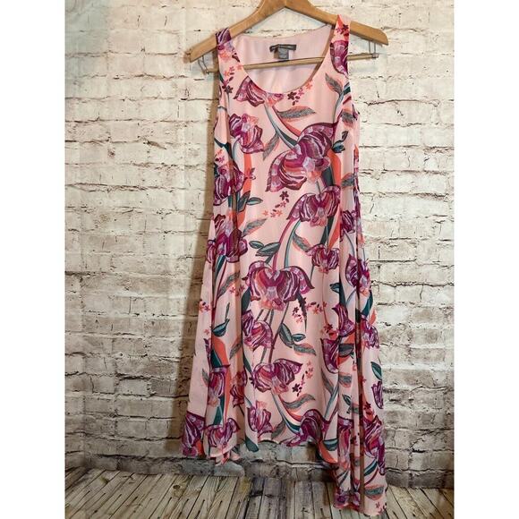 Kate & Mallory Dress Womens XS Pink Floral Midi Flowy Interchangeable Draped - Picture 1 of 14